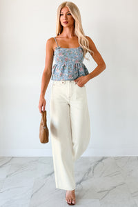 Bows Before Bros Sleeveless Floral Top (Denim/Pink) - NanaMacs