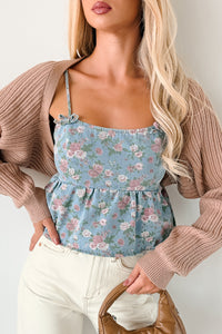 Bows Before Bros Sleeveless Floral Top (Denim/Pink) - NanaMacs