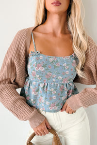 Bows Before Bros Sleeveless Floral Top (Denim/Pink) - NanaMacs
