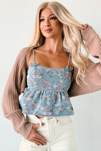 Bows Before Bros Sleeveless Floral Top (Denim/Pink) - NanaMacs