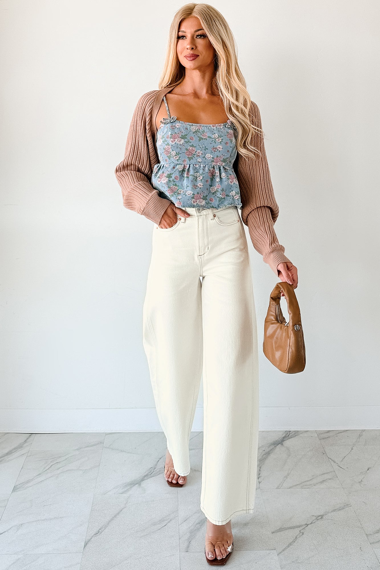 Bows Before Bros Sleeveless Floral Top (Denim/Pink) - NanaMacs