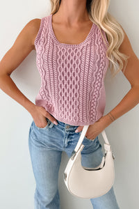 Prioritizing Peace Sleeveless Cable Knit Top (Pink) - NanaMacs