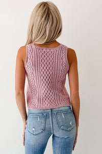 Prioritizing Peace Sleeveless Cable Knit Top (Pink) - NanaMacs
