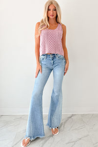 Prioritizing Peace Sleeveless Cable Knit Top (Pink) - NanaMacs