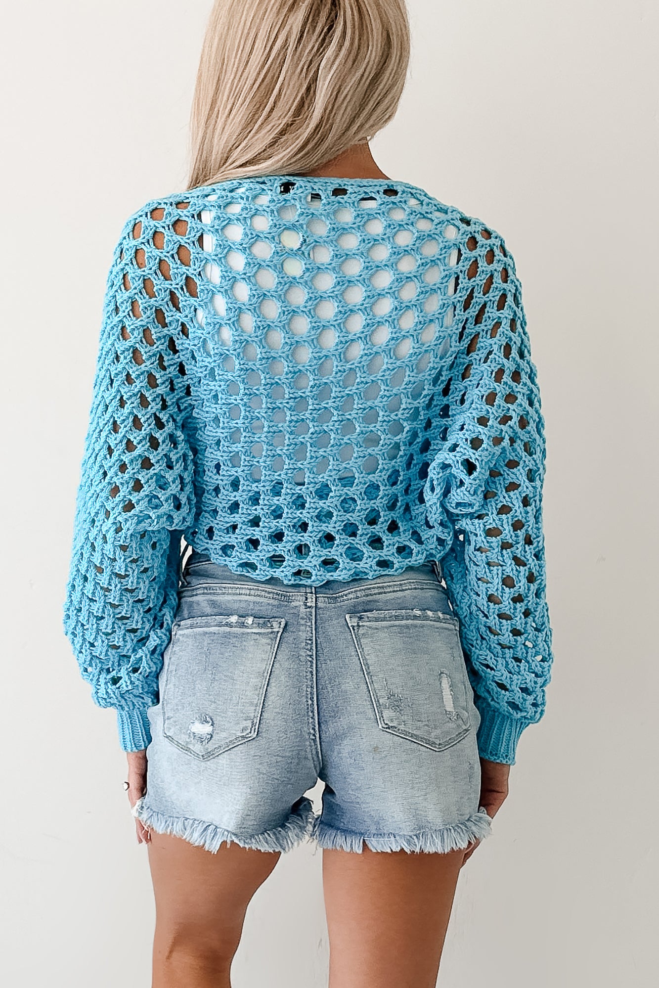 Back To Us Open Knit Bolero Shrug (Aqua Blue) · NanaMacs