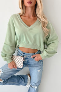 Holding My Peace Signature 8 Crop Sweatshirt (Sage) - NanaMacs