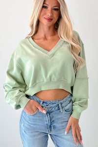 Holding My Peace Signature 8 Crop Sweatshirt (Sage) - NanaMacs
