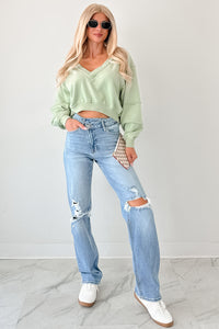 Holding My Peace Signature 8 Crop Sweatshirt (Sage) - NanaMacs