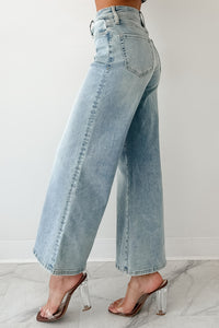 Oscar High Rise Wide Leg Mica Jeans (Light Aqua) - NanaMacs