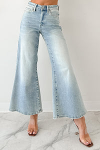 Oscar High Rise Wide Leg Mica Jeans (Light Aqua) - NanaMacs
