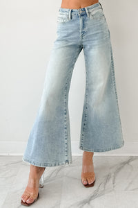 Oscar High Rise Wide Leg Mica Jeans (Light Aqua) - NanaMacs
