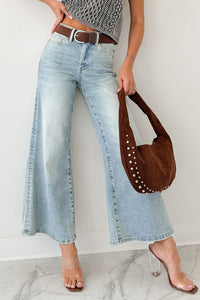 Oscar High Rise Wide Leg Mica Jeans (Light Aqua) - NanaMacs
