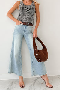 Oscar High Rise Wide Leg Mica Jeans (Light Aqua) - NanaMacs