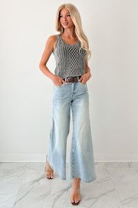 Oscar High Rise Wide Leg Mica Jeans (Light Aqua) - NanaMacs