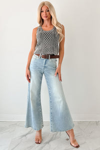 Oscar High Rise Wide Leg Mica Jeans (Light Aqua) - NanaMacs