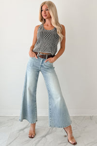Oscar High Rise Wide Leg Mica Jeans (Light Aqua) - NanaMacs