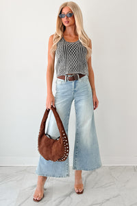 Oscar High Rise Wide Leg Mica Jeans (Light Aqua) - NanaMacs