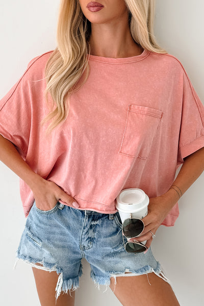 Kendrick Acid Wash Crop Top (Peach) - NanaMacs