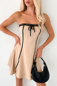 Lavish Vibes Strapless Mini Dress (Almond) - NanaMacs