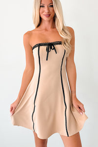 Lavish Vibes Strapless Mini Dress (Almond) - NanaMacs