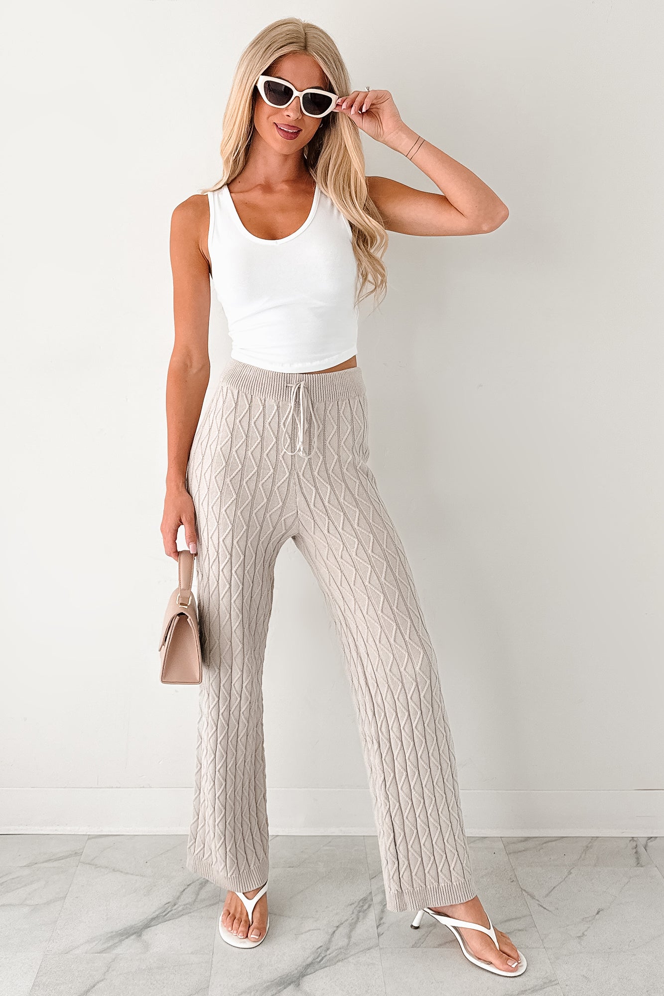 Taking To Heart Cable Knit Fore Pants (Taupe Grey) · NanaMacs