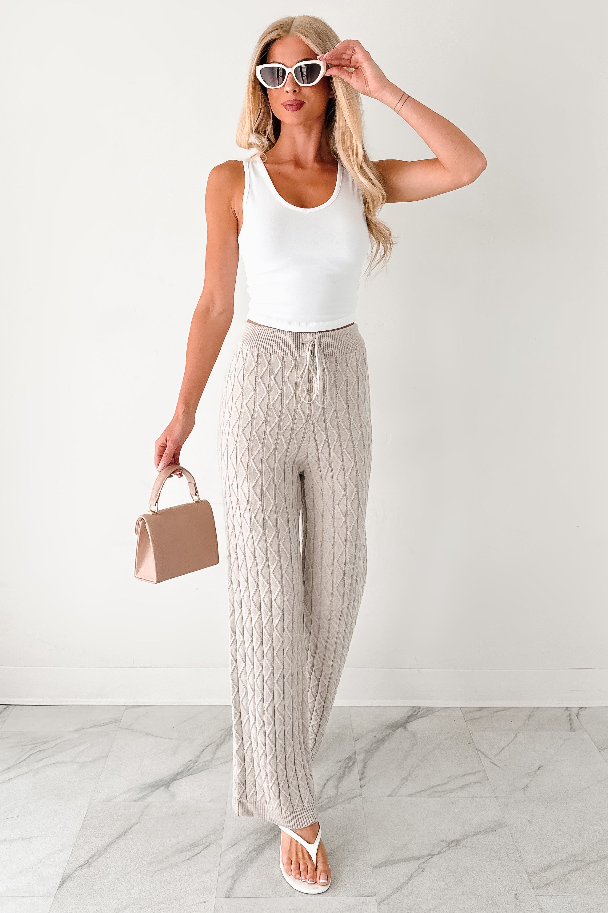 Taking To Heart Cable Knit Fore Pants (Taupe Grey) · NanaMacs
