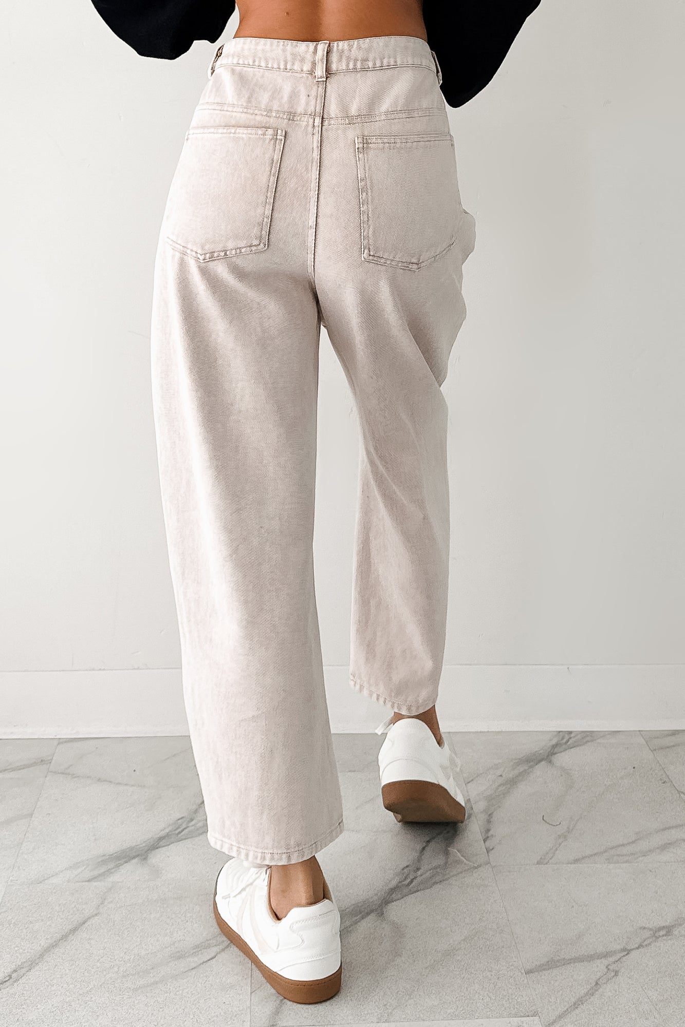 Calloway High Rise Barrel Jeans (Washed Ecru) - NanaMacs