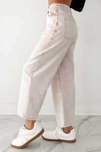 Calloway High Rise Barrel Jeans (Washed Ecru) - NanaMacs