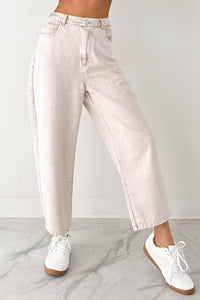 Calloway High Rise Barrel Jeans (Washed Ecru) - NanaMacs