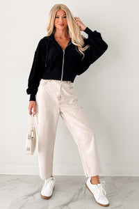 Calloway High Rise Barrel Jeans (Washed Ecru) - NanaMacs