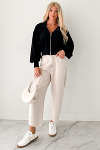 Calloway High Rise Barrel Jeans (Washed Ecru) - NanaMacs