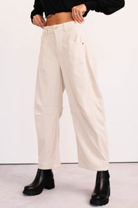 Leo Corduroy Barrel Leg Pants (Bone) - NanaMacs