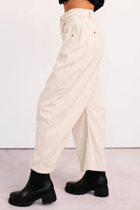 Leo Corduroy Barrel Leg Pants (Bone) - NanaMacs
