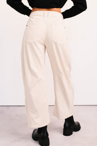 Leo Corduroy Barrel Leg Pants (Bone) - NanaMacs