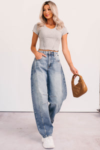 Sink Into It Raw Edge Signature 8 Crop Tee (Heather Grey) - NanaMacs