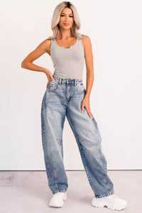 Daily Icon Notched Signature 8 Rib Knit Tank (Heather Grey) - NanaMacs