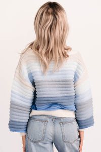Morning Breeze Ombre Striped Knit Cardigan (Blue) - NanaMacs