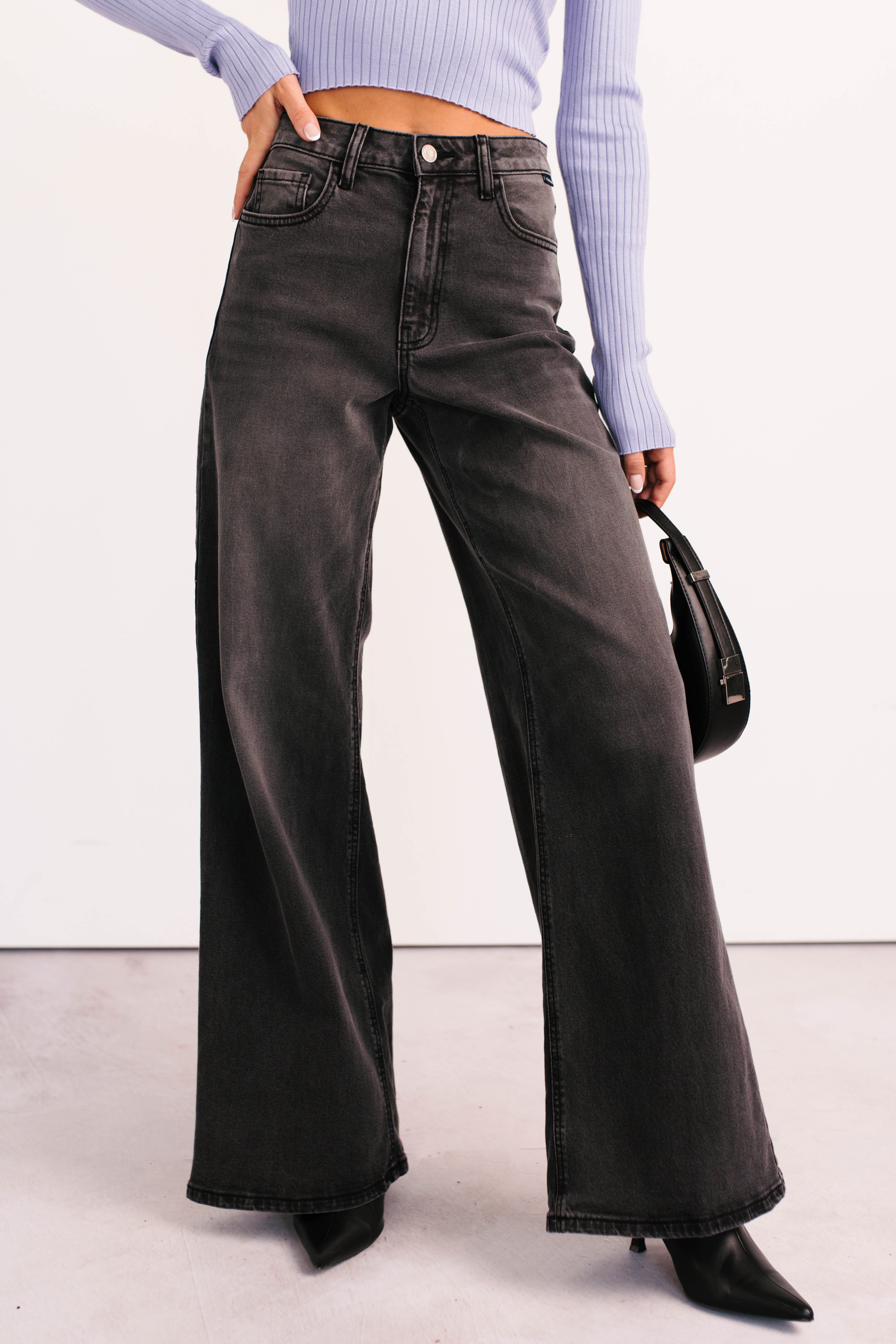 Bane High Rise Wide Leg Cello Jeans (Grey) · NanaMacs