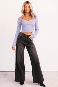 Main Character Era Layered Ribbed Knit Top (Lavender) - NanaMacs