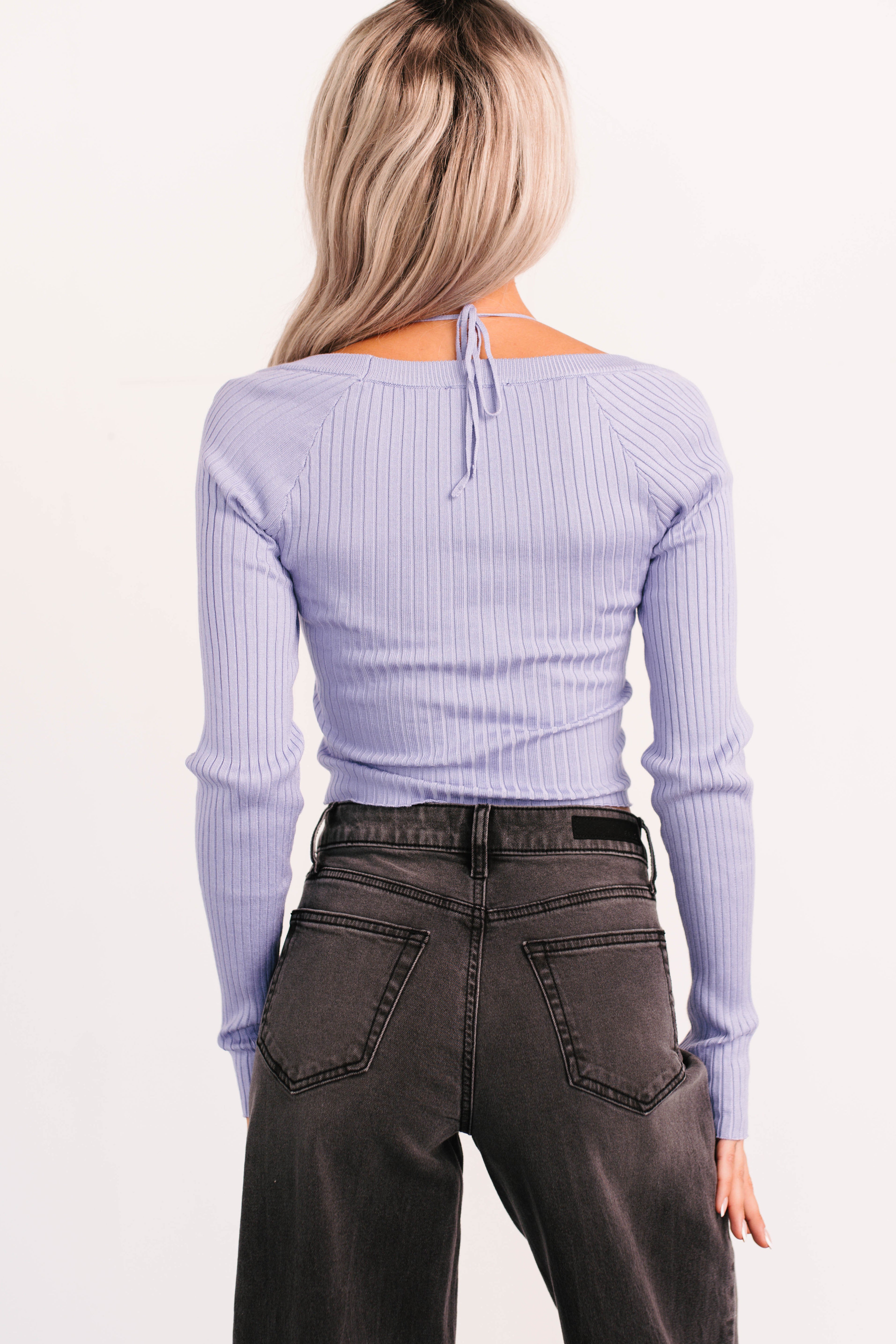Main Character Era Layered Ribbed Knit Top (Lavender) - NanaMacs