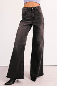 Bane High Rise Wide Leg Cello Jeans (Grey) - NanaMacs