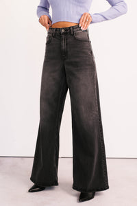 Bane High Rise Wide Leg Cello Jeans (Grey) - NanaMacs