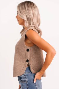 Inner Calm Sleeveless Knit Sweater (Mocha Mousse) - NanaMacs