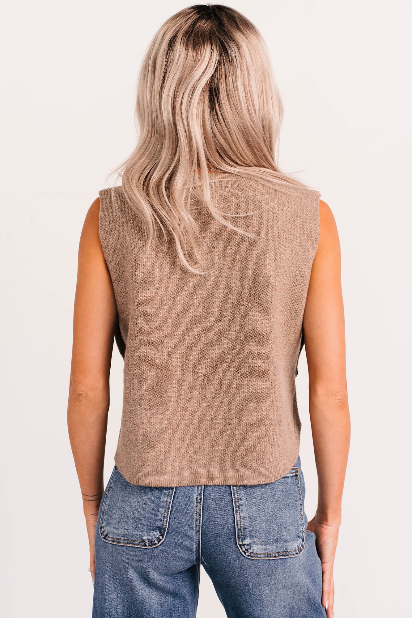 Inner Calm Sleeveless Knit Sweater (Mocha Mousse) - NanaMacs