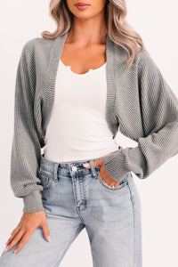 Lounge Cloud Ribbed Long Sleeve Shrug (Green Moss) - NanaMacs
