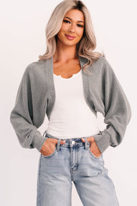 Lounge Cloud Ribbed Long Sleeve Shrug (Green Moss) - NanaMacs