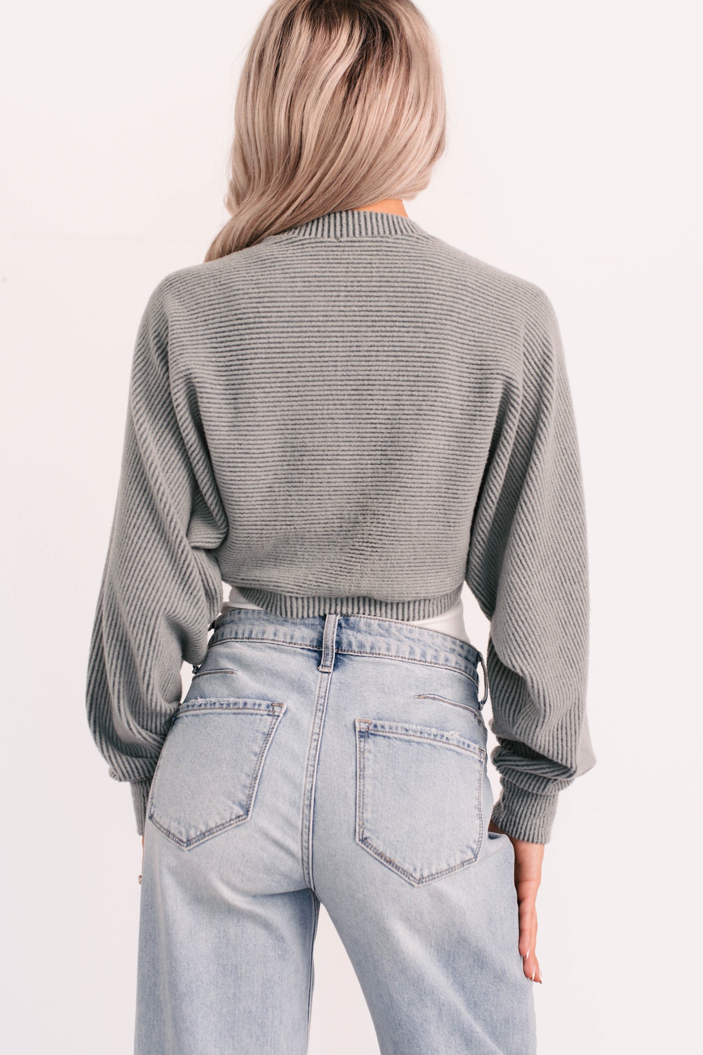 Lounge Cloud Ribbed Long Sleeve Shrug (Green Moss) - NanaMacs