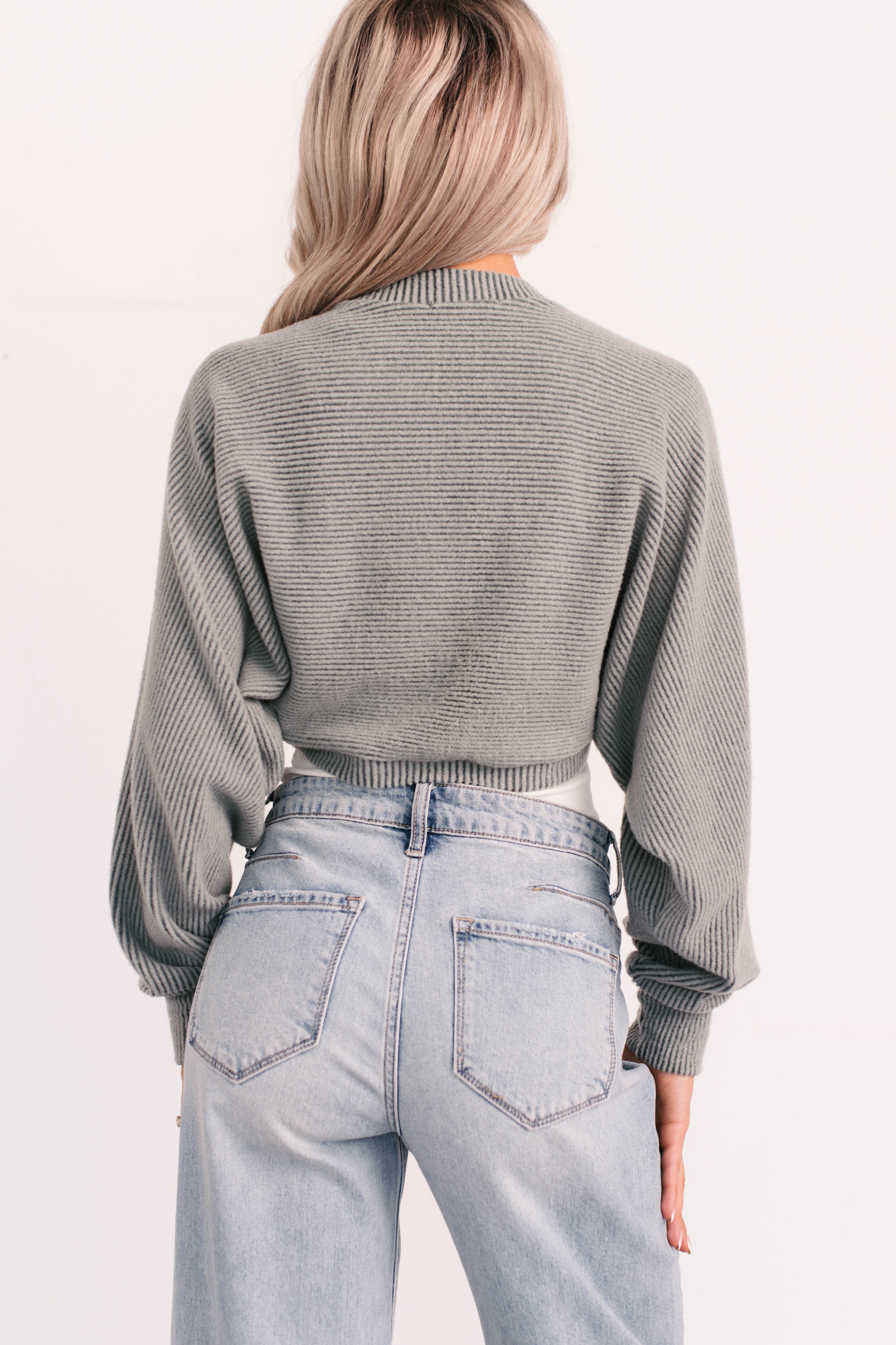 Lounge Cloud Ribbed Long Sleeve Shrug (Green Moss) - NanaMacs