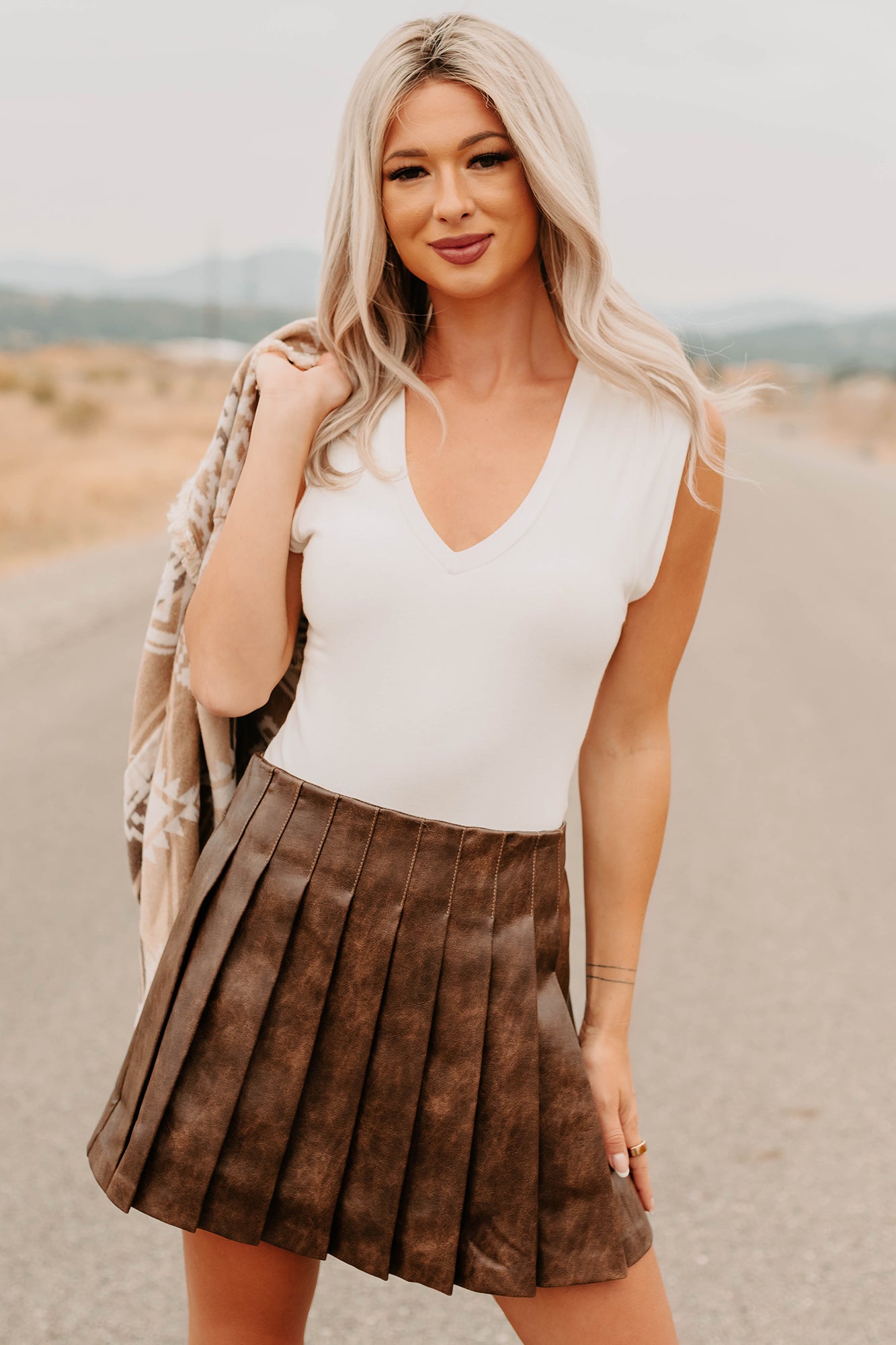 Chasing Stillness V Neck Cap Sleeve Bodysuit (Ivory) - NanaMacs