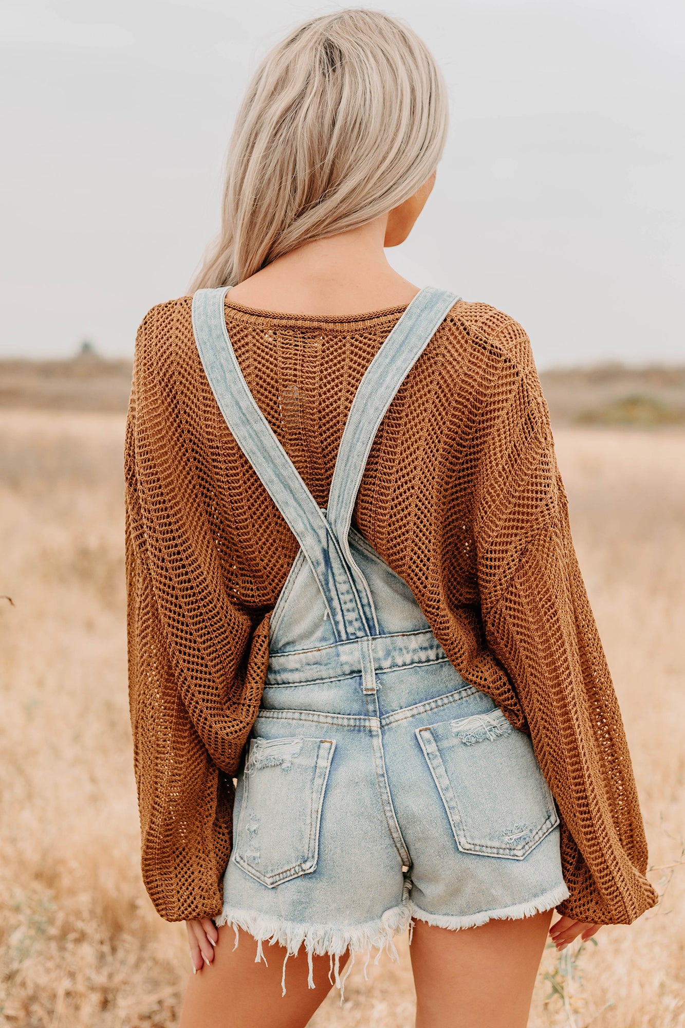 Lost On Purpose Distressed Signature 8 Overall Shorts (Light Denim